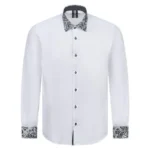 Santoro's White Shirt with Black Paisley Detail