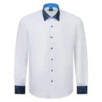 Santoro's White Shirt with Navy  Paisley Detail